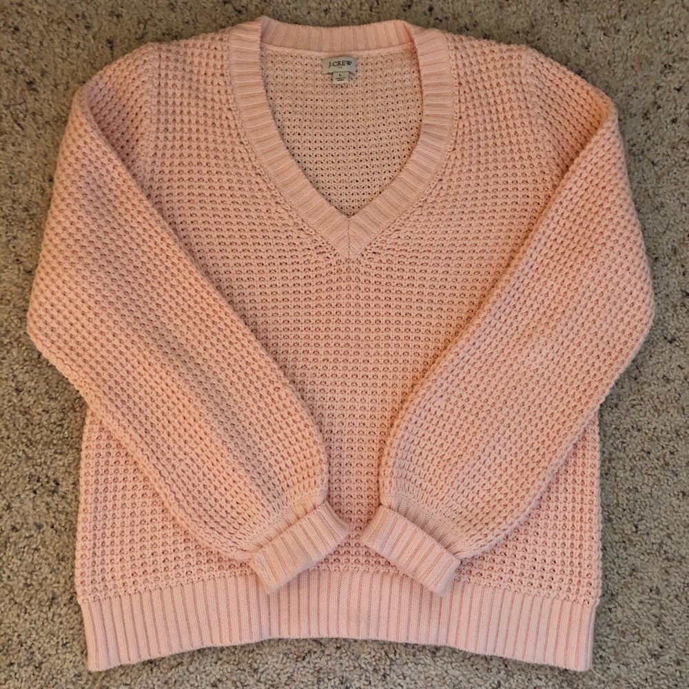 J Crew Textured Cotton V-Neck Sweater